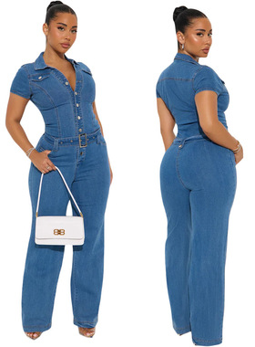 2026 Women's sexy and fashionable denim jumpsuit 牛仔连体裤