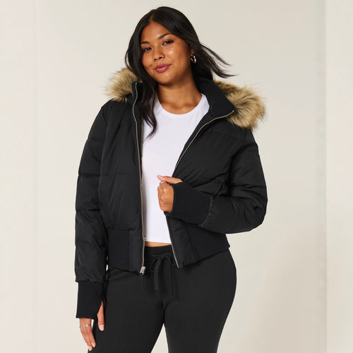 Fashion fur collar hooded zipper cotton jacket 2026 women's