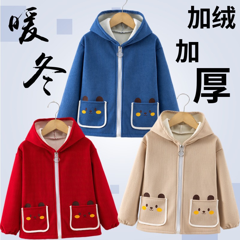 儿童罩衣正穿衣加绒加厚秋冬外穿宝宝围裙婴儿围裙中大童防水护衣