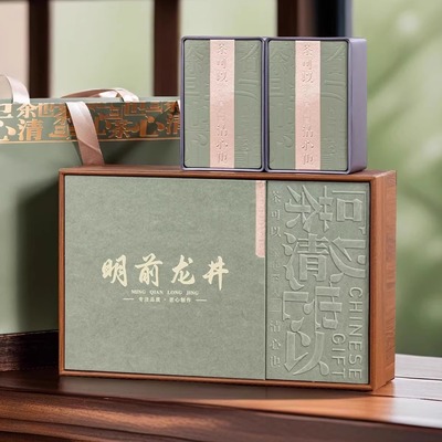 龙井碧螺春绿茶红茶2罐半斤空盒