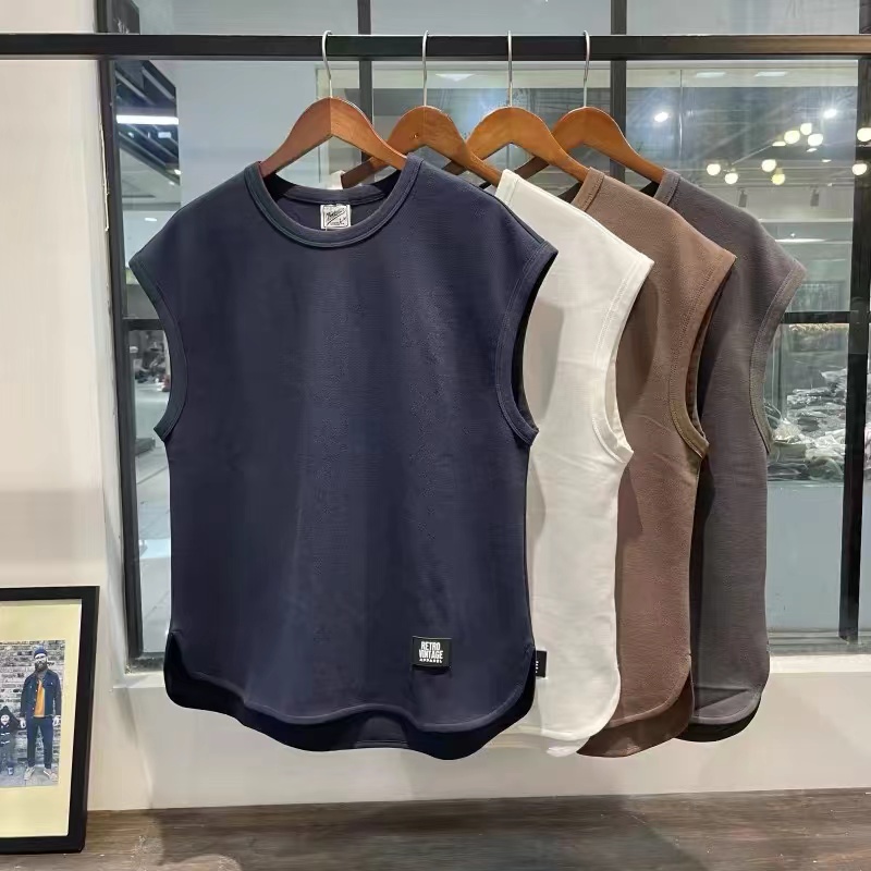 圆领背心男夏季宽松大码无袖跑步上衣服潮流薄款透气打底运动内衣