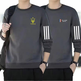 春秋季干活穿的工作服男款运动长袖宽松百搭套头薄款卫衣打底t恤