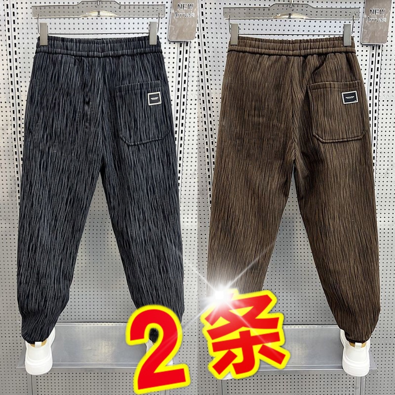 加绒裤子男款休闲秋冬季百搭潮流宽松束口外穿灯芯绒加厚哈伦卫裤