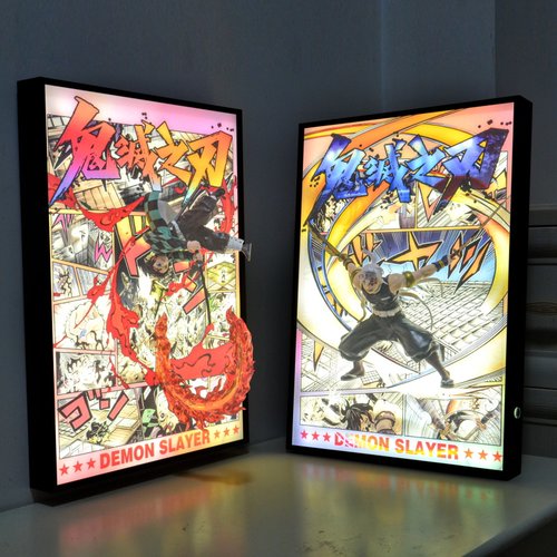 鬼灭之刃炭治郎炼狱杏寿郎宇髓天元3D立体灯光画送朋友生日礼物