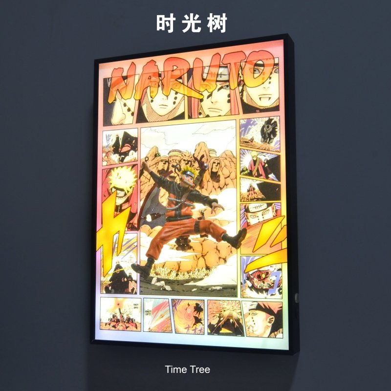 创意火影忍者漩涡鸣人3D立体灯光画装饰画摆件送朋友生日礼物