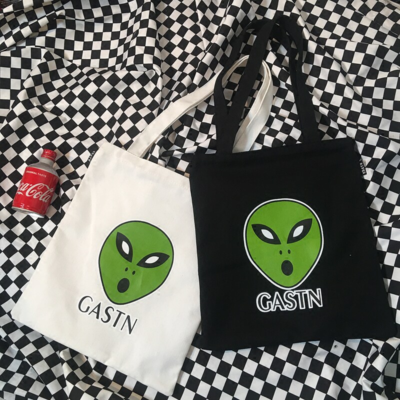 gastn超帅气绿色外星人头像ins点赞街拍男女帆布手提单肩包帆布袋