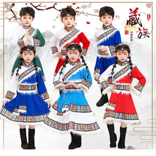 次仁拉索演出服儿童藏族舞蹈吉祥热巴鼓舞民族舞表演服装