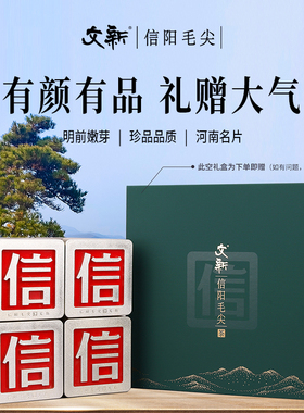 春茶上市文新信阳毛尖绿茶2026新茶叶明前花香信字罐40g*4送礼盒
