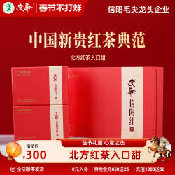 文新信阳红茶茶叶正宗工夫红茶蜜香型红茶送长辈礼盒装250g