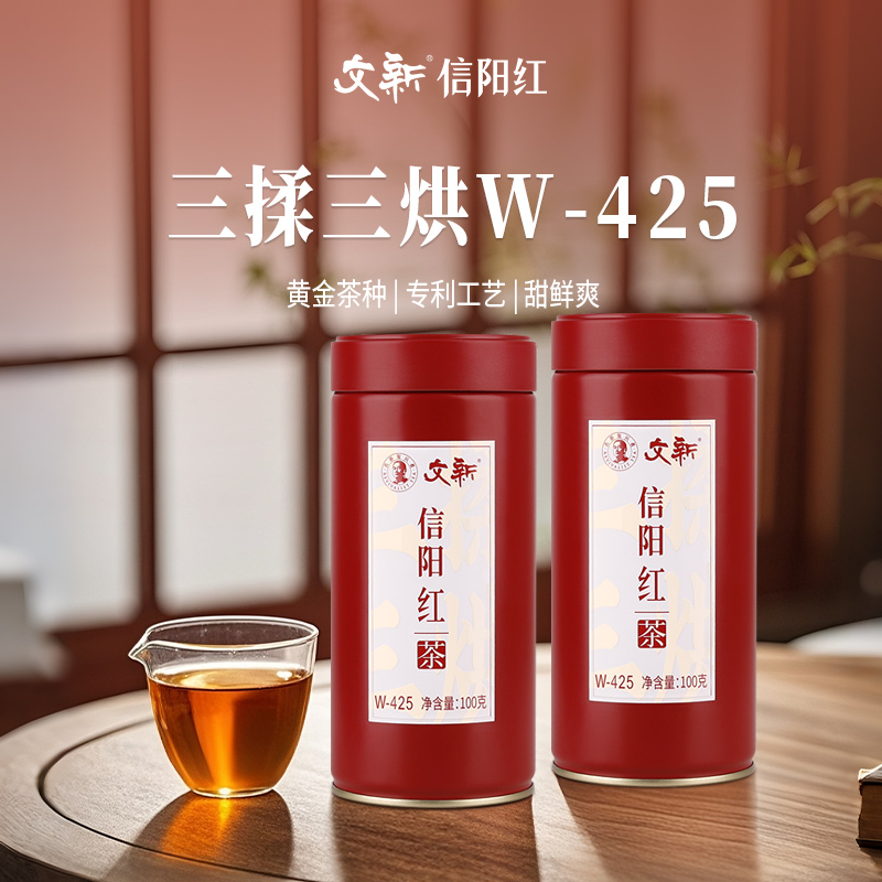 文新信阳红茶密封罐100g*2罐