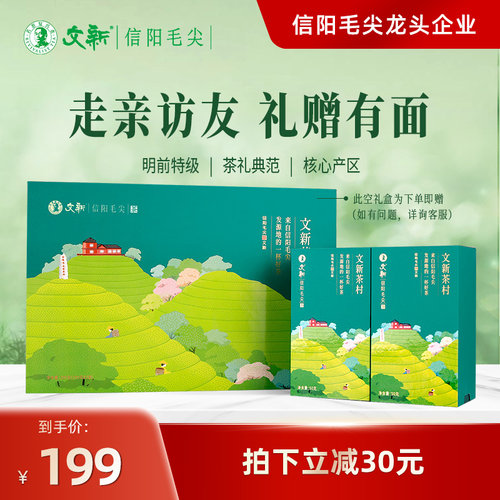 文新信阳毛尖明前特级茶村送礼盒