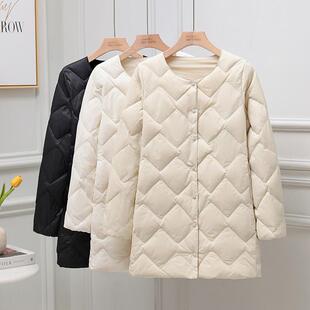 配大衣内搭叠穿羽绒内胆无领90绒 轻薄羽绒服女中长款 春秋冬季 新款