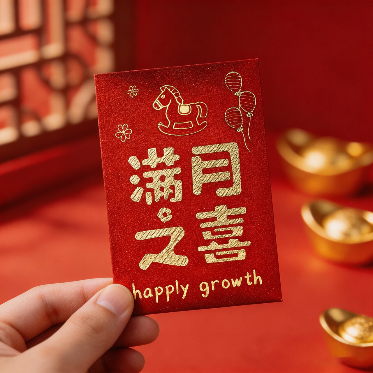 满月之喜百日宴红包专用生日宝宝回礼周岁生日大中小号通用利是封
