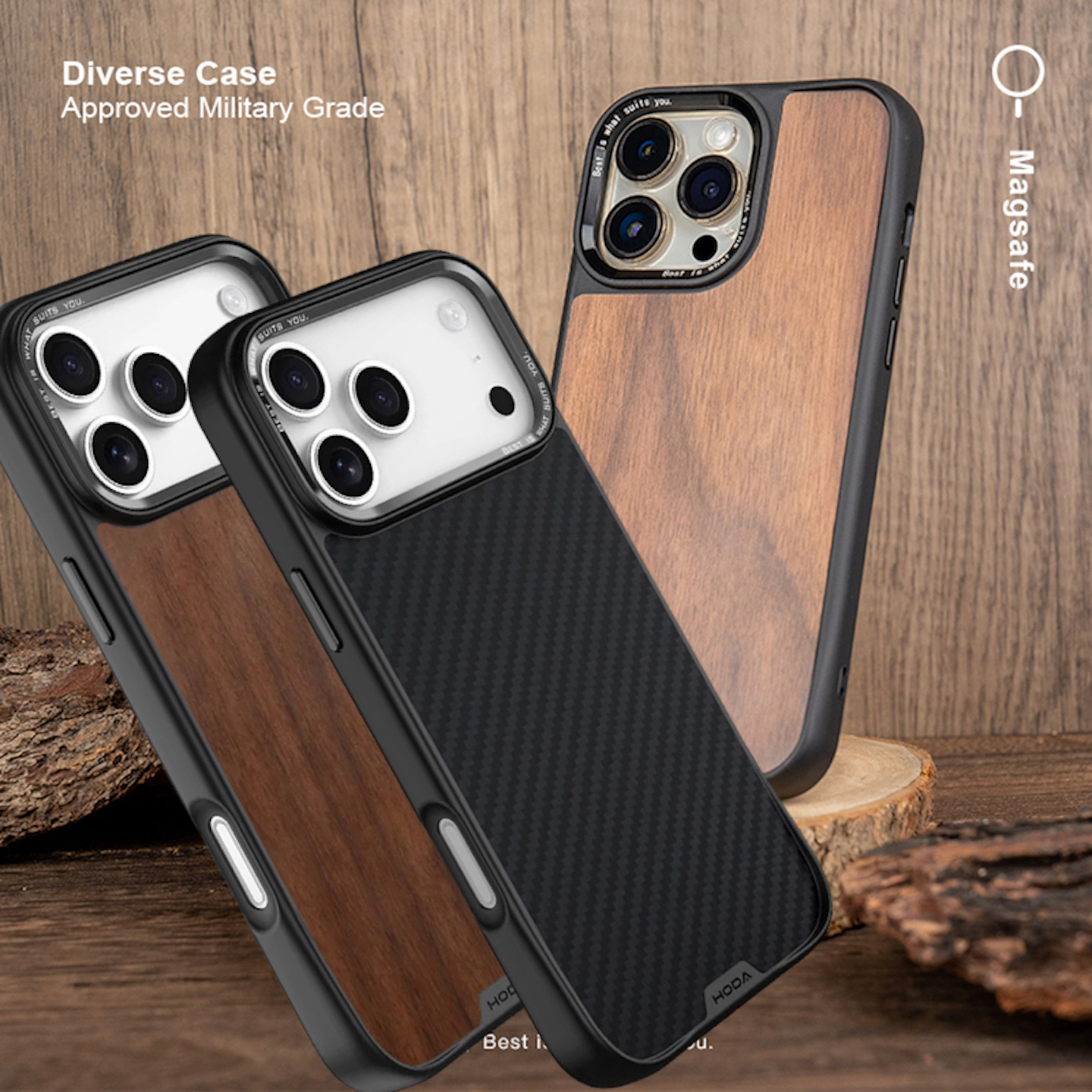 Hoda美式苹果17Promax核桃木防摔