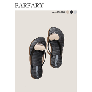 Farfary 夏季 新款 爱心人字拖女外穿ins风多色海边沙滩夹脚凉拖鞋
