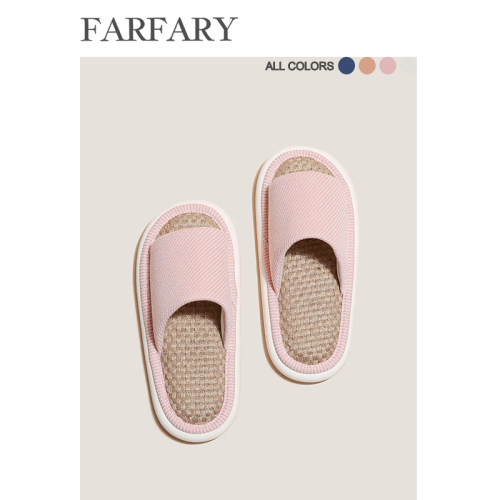 Farfary番薯泥日式亚麻静音拖鞋