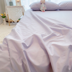 纯色紫灰纯棉斜纹床单单件100%全棉被单双人简约双人宿舍春夏1.8m