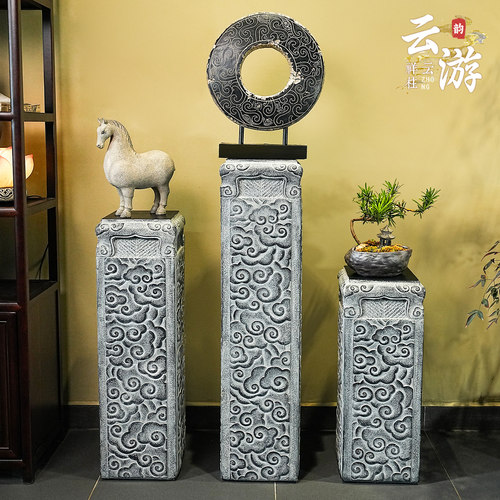 中式高级祥云柱立柱墩子装饰摆件