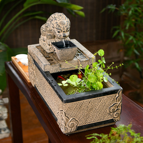 生财吸水兽仿真流水石槽方鱼缸