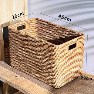 越南藤编收纳筐零食杂物收纳盒储物框45*26*29cm
