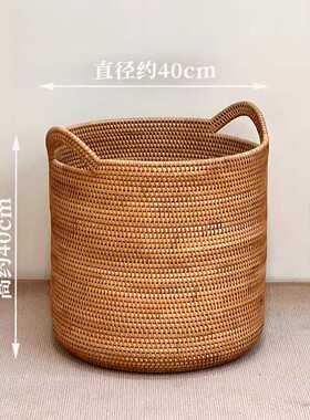 050手工藤编脏衣桶家用大容量储物篮编织框胖墩中号40*40cm
