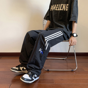 伞兵裤 侧边彩条速干休闲裤夏季阔腿宽松百搭伐木长裤P50控68图片