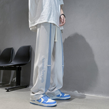 高品质冰丝拖地设计感直筒裤夏季薄款潮牌休闲阔腿裤P45控58，男装休闲裤，电商D205