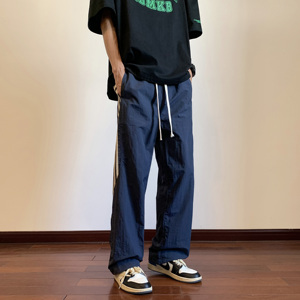 伞兵裤 侧边彩条速干休闲裤夏季阔腿宽松百搭伐木长裤P50控68图片
