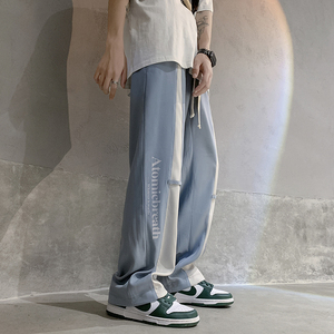 高品质 冰丝 拖地设计感直筒裤夏季薄款潮牌休闲阔腿裤 P45控58，男装休闲裤，电商D205
