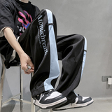 高品质冰丝拖地设计感直筒裤夏季薄款潮牌休闲阔腿裤P45控58，男装休闲裤，电商D205