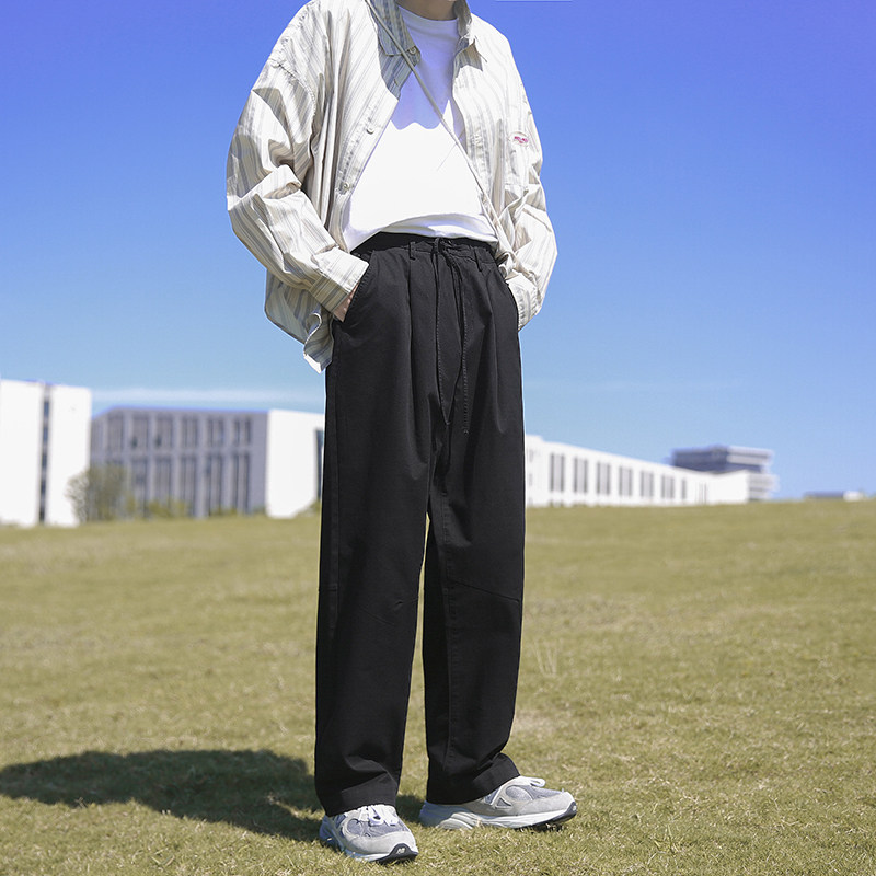 cityboy垂感秋季纯色宽松阔腿裤直筒裤日系休闲裤P50控68,男装休闲裤,电商D205