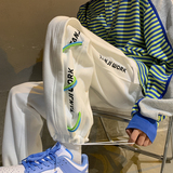 春款卫裤织带装饰宽松直筒拖地休闲裤P50控68，男装休闲裤，电商D205