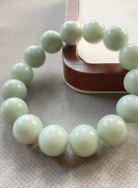 陕西蓝田玉鸭蛋青翠色手串卡14mm天然正品手链带证书礼盒景区必选