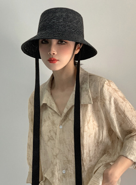 草帽出游日系女春夏盆型