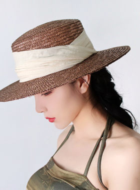 草帽出游法式女夏季平檐