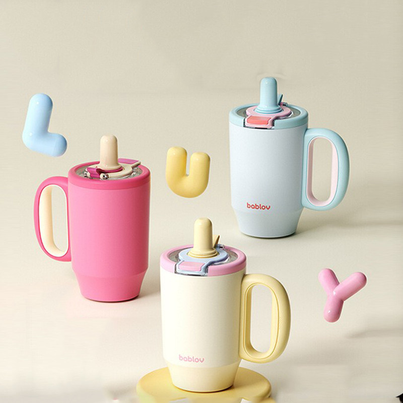 bablov保温杯女生高颜值大容量吸管水杯直饮咖啡杯办公室学生便携
