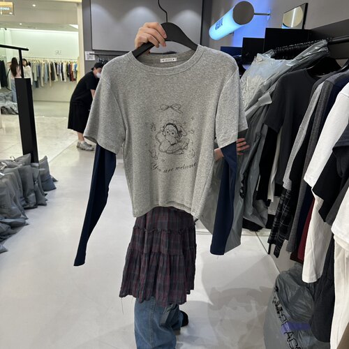韩国直邮CREDITO空空韩代26夏季新款设计感简约时尚百搭长袖T恤
