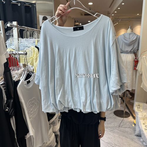 韩国直邮CHEAP-CHIC空空韩代代购26新款时尚夏季通勤纯色短袖T恤