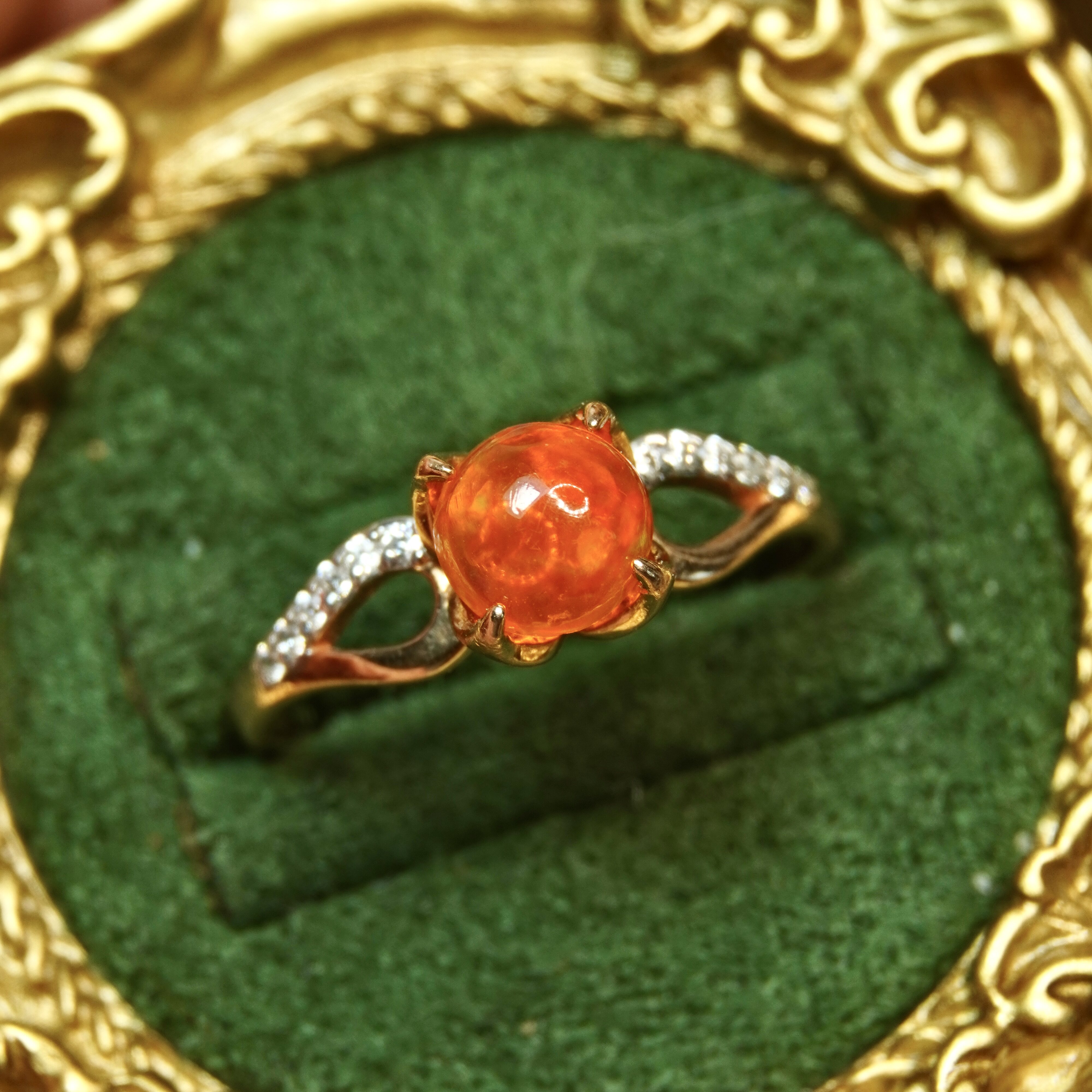 14k金墨西哥火欧泊项链吊坠