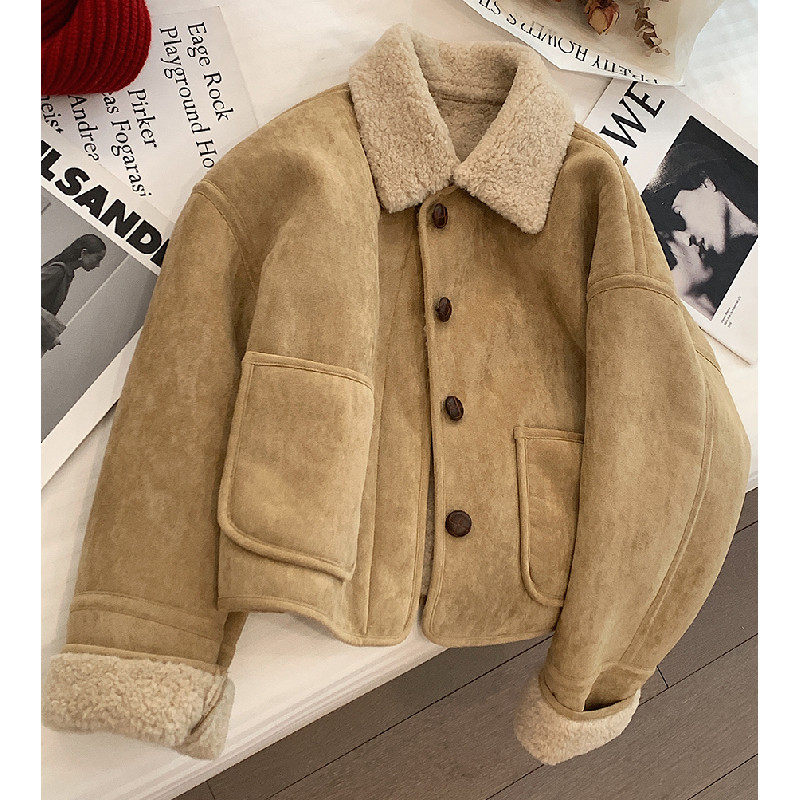 胖mm特大码300斤麂皮绒羊羔毛外套女秋冬小个子皮毛一体短款夹克,女装/女士精品,常规大码外套,淘宝优惠券,粉丝福利购,淘宝优惠卷