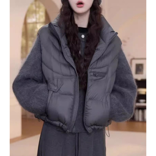 立领棉服马夹女秋冬外搭叠穿保暖马甲外套 时尚 胖mm大码 300斤韩版