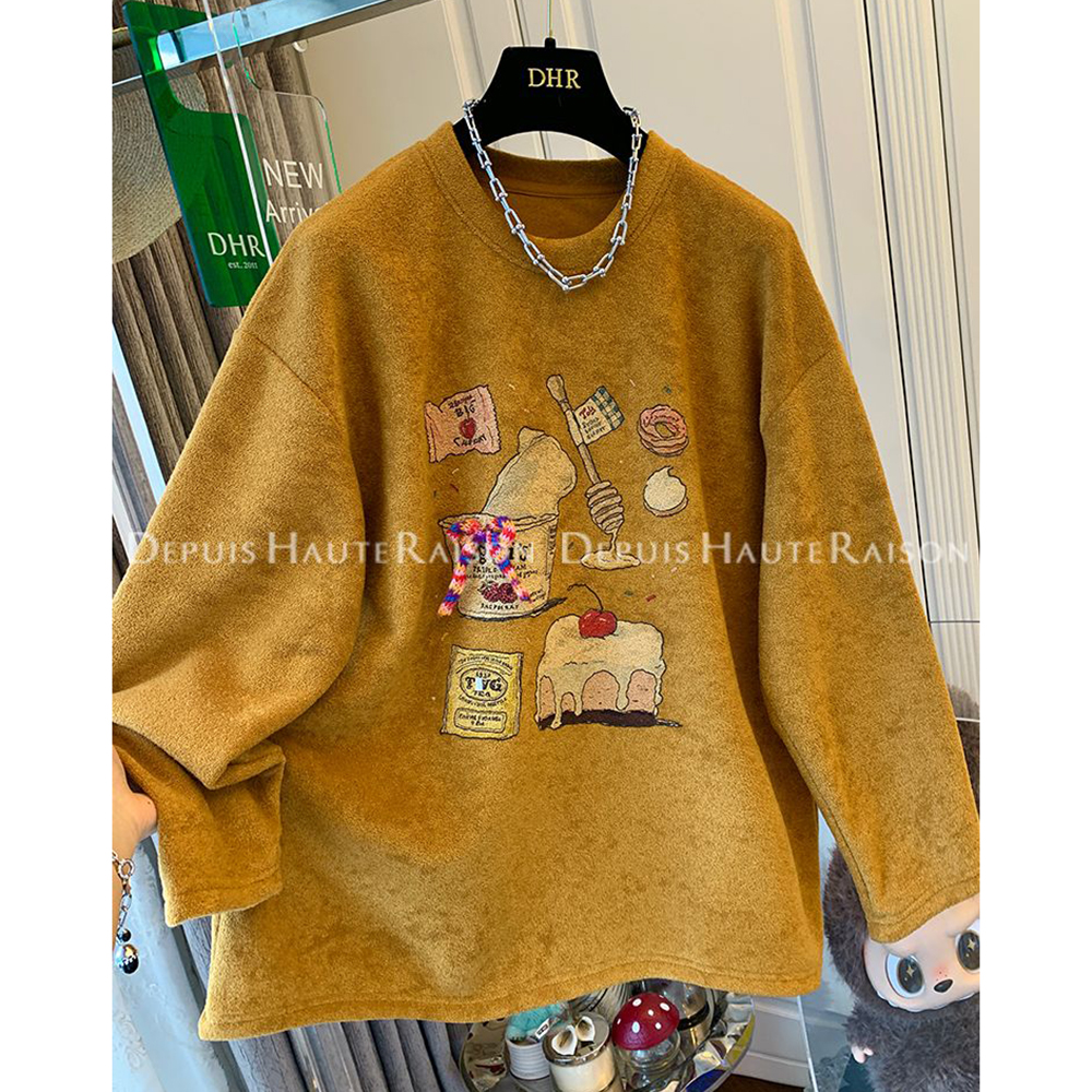 胖mm特大码300斤软糯毛巾料长袖T恤加绒保暖打底衫宽松上衣女秋冬