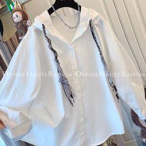 胖mm大码300斤丝巾连帽长袖衬衫外套女春夏薄款休闲防晒开衫衬衣