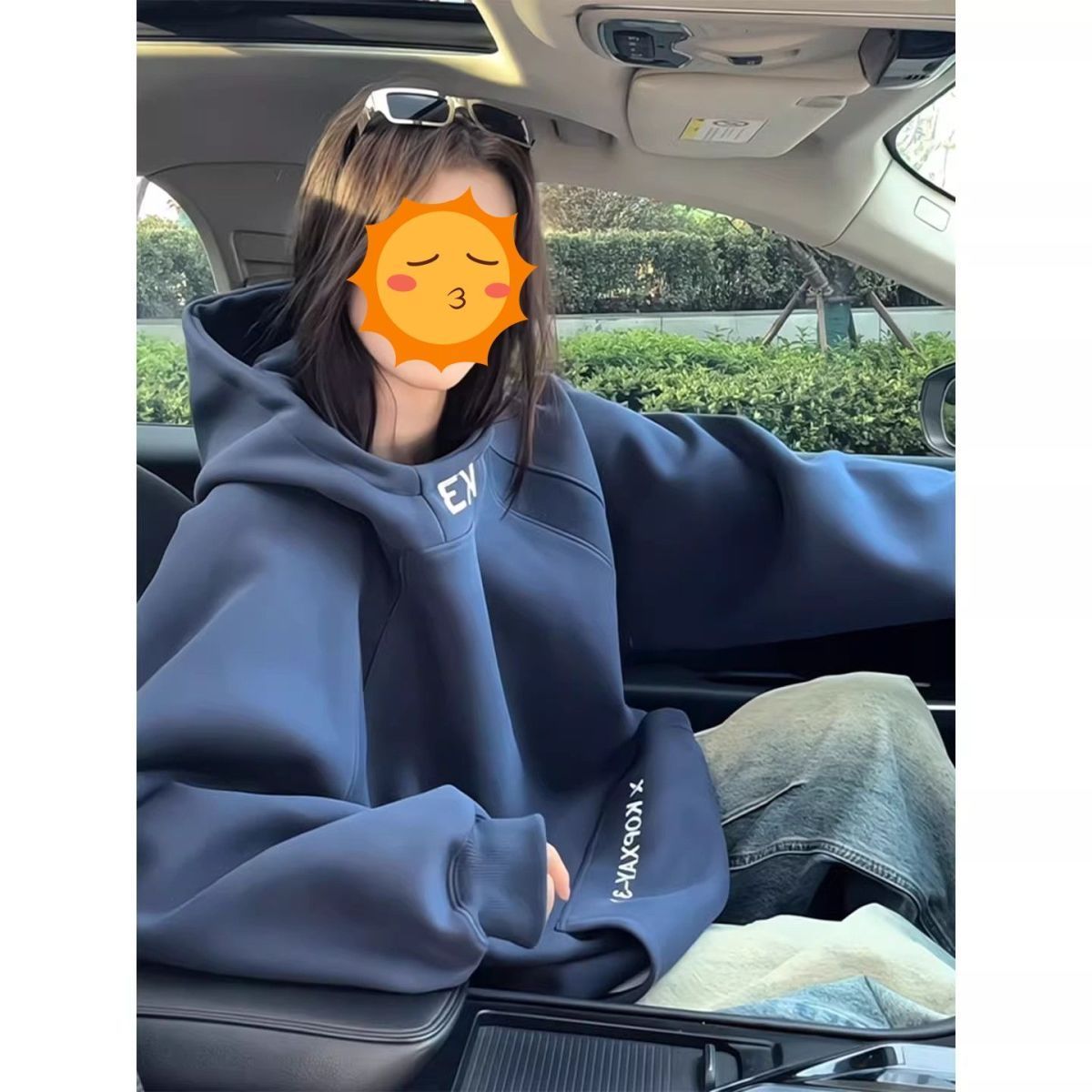 胖mm特大码300斤简约字母宽松连帽卫衣女春秋款慵懒风大板型外套