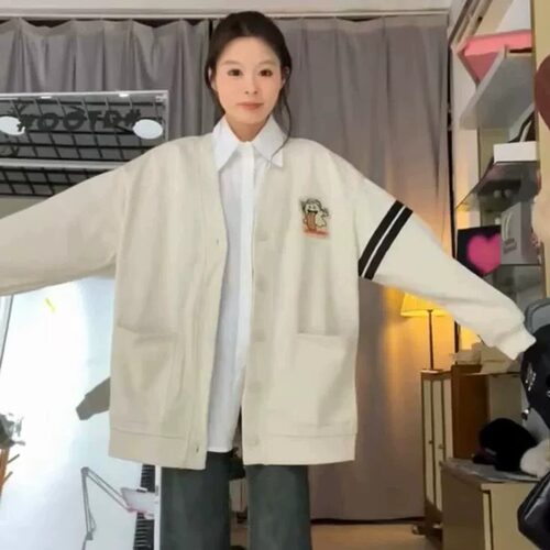 胖mm特大码300斤学院风卡通开衫卫衣女春秋薄款宽松上衣长袖外套