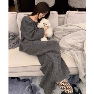 胖mm特大码2-300斤高级感针织套装女秋冬休闲毛衣阔腿长裤两件套