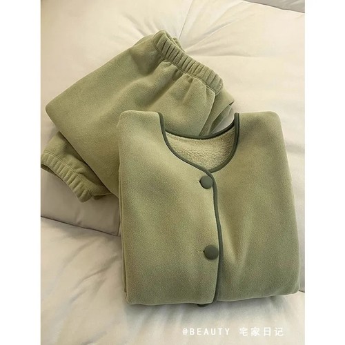 胖mm特大码300斤法兰绒睡衣两件套加绒厚款保暖珊瑚绒家居服套装