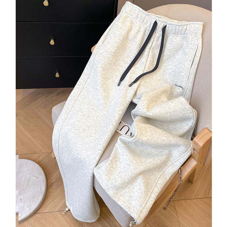 胖mm特大码300斤加绒厚款运动裤女秋冬保暖直筒卫裤松紧腰休闲裤