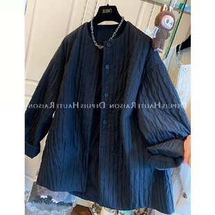 胖mm特大码2-300斤设计感宽松中长款夹棉外套女秋冬保暖棉服大衣