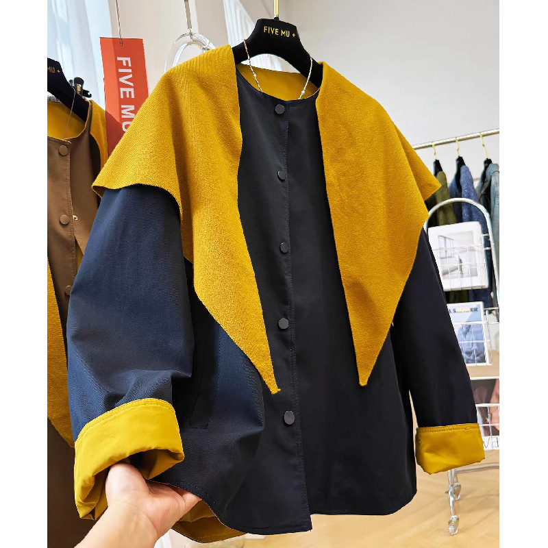 胖mm特大码300斤别致撞色披肩夹克风衣外套女秋冬慵懒风宽松上衣,女装/女士精品,常规大码外套,淘宝优惠券,粉丝福利购,淘宝优惠卷